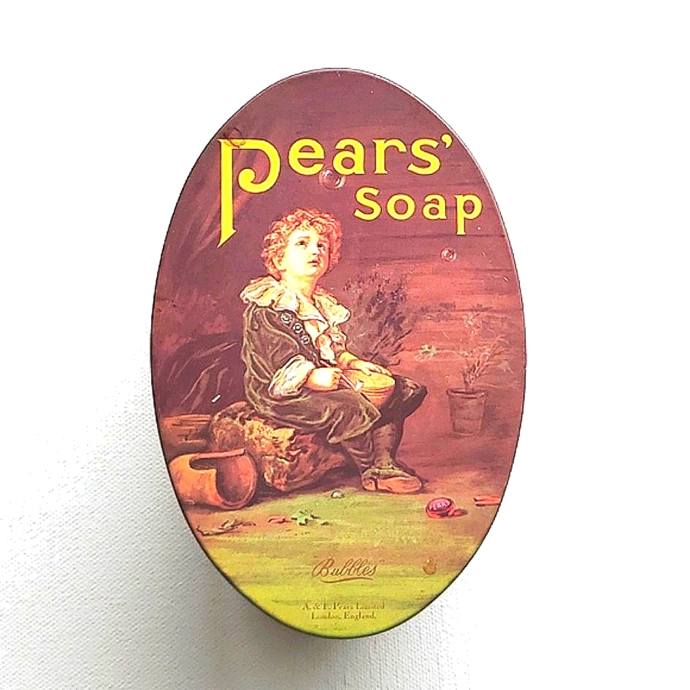 Vintage Yesteryear Pears Soap Oval Tin Trinket Box Small